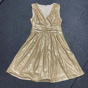 New York & Company Eva Mendes gold sequin dress size S women’s.